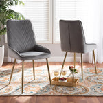 Load image into Gallery viewer, Baxton Studio Priscilla Contemporary Glam And Luxe Grey Velvet Fabric Upholstered And Gold Finished Metal 2-Piece Dining Chair Set
