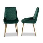 Load image into Gallery viewer, Baxton Studio Priscilla Contemporary Glam And Luxe Green Velvet Fabric Upholstered And Gold Finished Metal 2-Piece Dining Chair Set
