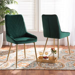 Load image into Gallery viewer, Baxton Studio Priscilla Contemporary Glam And Luxe Green Velvet Fabric Upholstered And Gold Finished Metal 2-Piece Dining Chair Set
