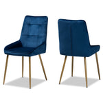 Load image into Gallery viewer, Baxton Studio Gavino Modern Luxe And Glam Navy Blue Velvet Fabric Upholstered And Gold Finished Metal 2-Piece Dining Chair Set
