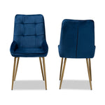 Load image into Gallery viewer, Baxton Studio Gavino Modern Luxe And Glam Navy Blue Velvet Fabric Upholstered And Gold Finished Metal 2-Piece Dining Chair Set
