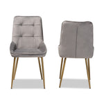 Load image into Gallery viewer, Baxton Studio Gavino Modern Luxe And Glam Grey Velvet Fabric Upholstered And Gold Finished Metal 2-Piece Dining Chair Set
