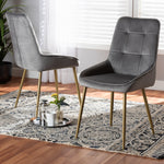 Load image into Gallery viewer, Baxton Studio Gavino Modern Luxe And Glam Grey Velvet Fabric Upholstered And Gold Finished Metal 2-Piece Dining Chair Set
