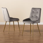 Load image into Gallery viewer, Baxton Studio Gavino Modern Luxe And Glam Grey Velvet Fabric Upholstered And Gold Finished Metal 2-Piece Dining Chair Set
