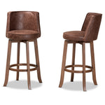 Load image into Gallery viewer, Baxton Studio Adams Modern Transitional Distressed Brown Fabric Upholstered And Walnut Brown Finished Wood 2-Piece Bar Stool Set
