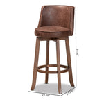 Load image into Gallery viewer, Baxton Studio Adams Modern Transitional Distressed Brown Fabric Upholstered And Walnut Brown Finished Wood 2-Piece Bar Stool Set
