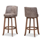 Load image into Gallery viewer, Baxton Studio Adams Modern Transitional Distressed Grey Fabric Upholstered And Walnut Brown Finished Wood 2-Piece Bar Stool Set
