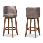 Load image into Gallery viewer, Baxton Studio Adams Modern Transitional Distressed Grey Fabric Upholstered And Walnut Brown Finished Wood 2-Piece Bar Stool Set
