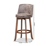 Load image into Gallery viewer, Baxton Studio Adams Modern Transitional Distressed Grey Fabric Upholstered And Walnut Brown Finished Wood 2-Piece Bar Stool Set
