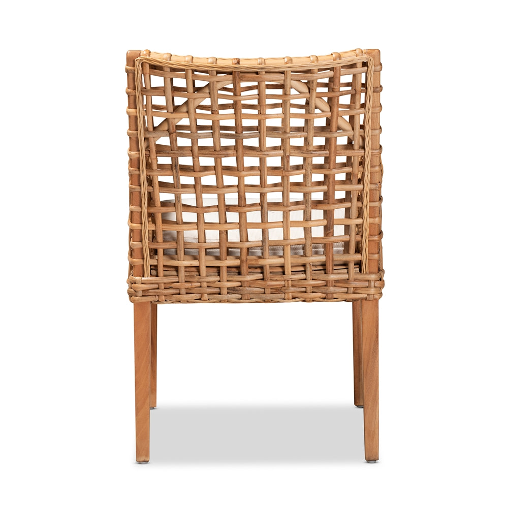 Baxton Studio Saoka Modern And Contemporary Natural Brown Finished Wood And Rattan Dining Chair