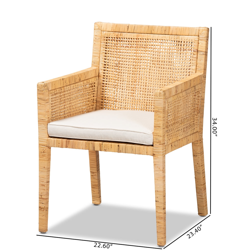 Baxton Studio Karis Modern And Contemporary Natural Finished Wood And Rattan Dining Chair