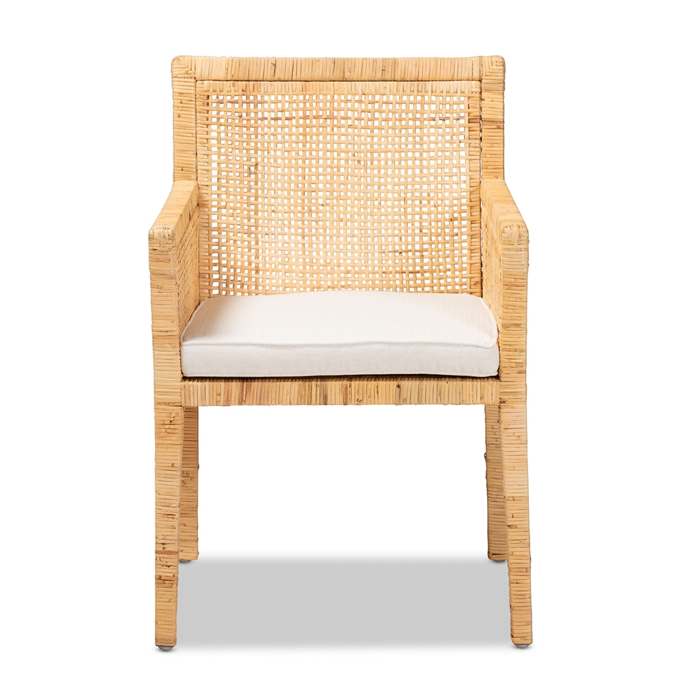 Baxton Studio Karis Modern And Contemporary Natural Finished Wood And Rattan Dining Chair