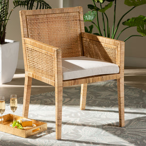 Baxton Studio Karis Modern And Contemporary Natural Finished Wood And Rattan Dining Chair