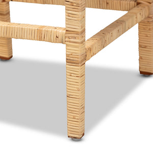 BAXTON STUDIO SOFIA MODERN AND CONTEMPORARY NATURAL FINISHED WOOD AND RATTAN COUNTER STOOL