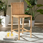 Load image into Gallery viewer, Baxton Studio Sofia Modern And Contemporary Natural Finished Wood And Rattan Counter Stool
