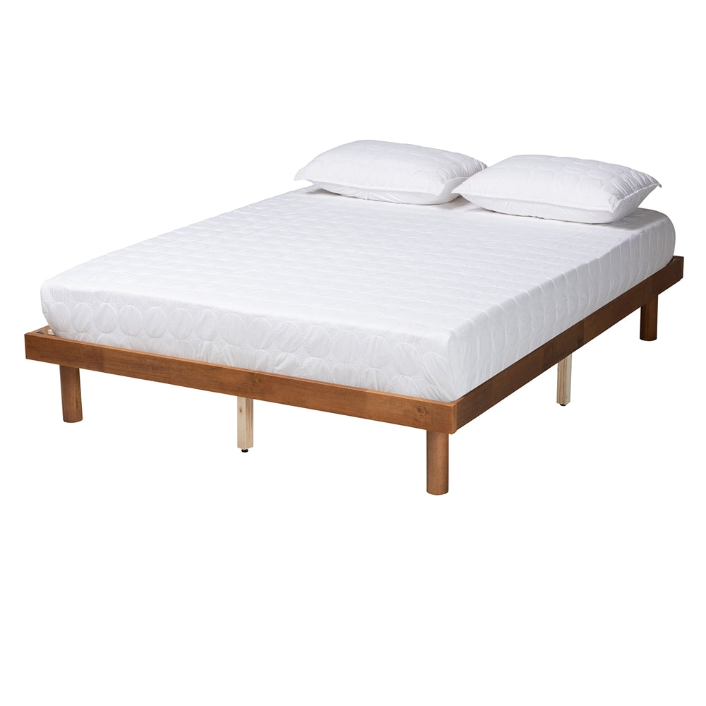 Baxton Studio Winston Mid-Century Modern Walnut Brown Finished Wood Queen Size Platform Bed Frame