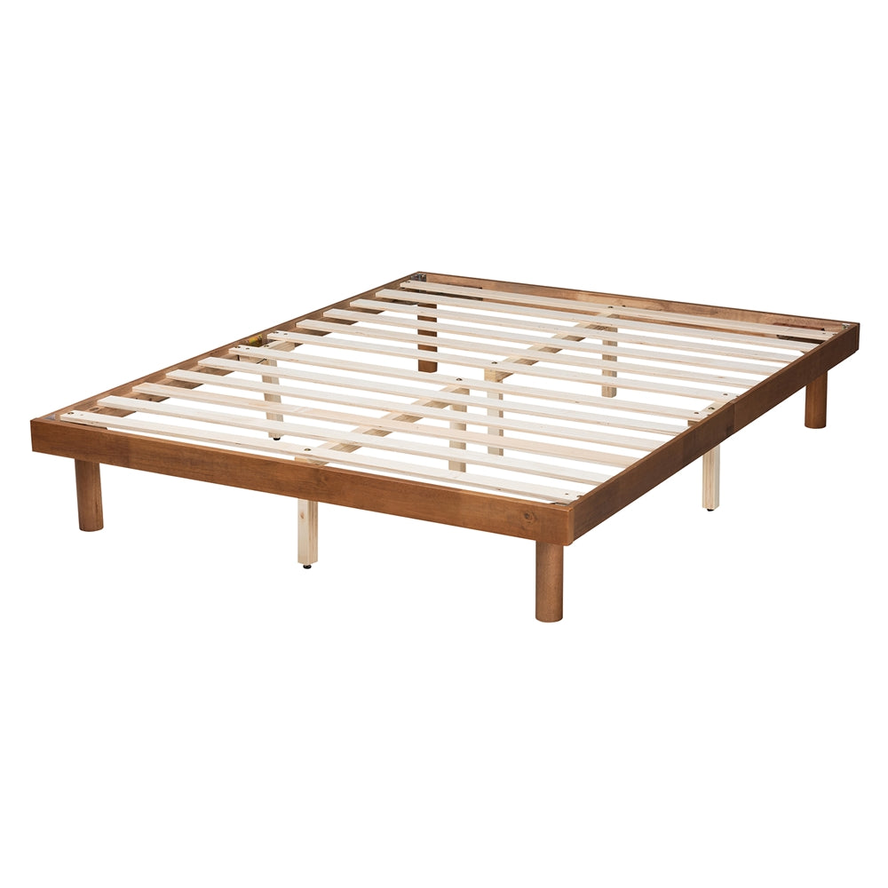 Baxton Studio Winston Mid-Century Modern Walnut Brown Finished Wood Queen Size Platform Bed Frame