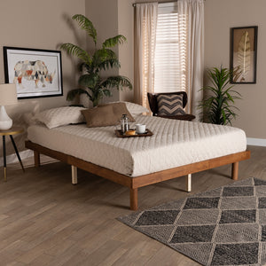 BAXTON STUDIO WINSTON MID-CENTURY MODERN WALNUT BROWN FINISHED WOOD FULL SIZE PLATFORM BED FRAME