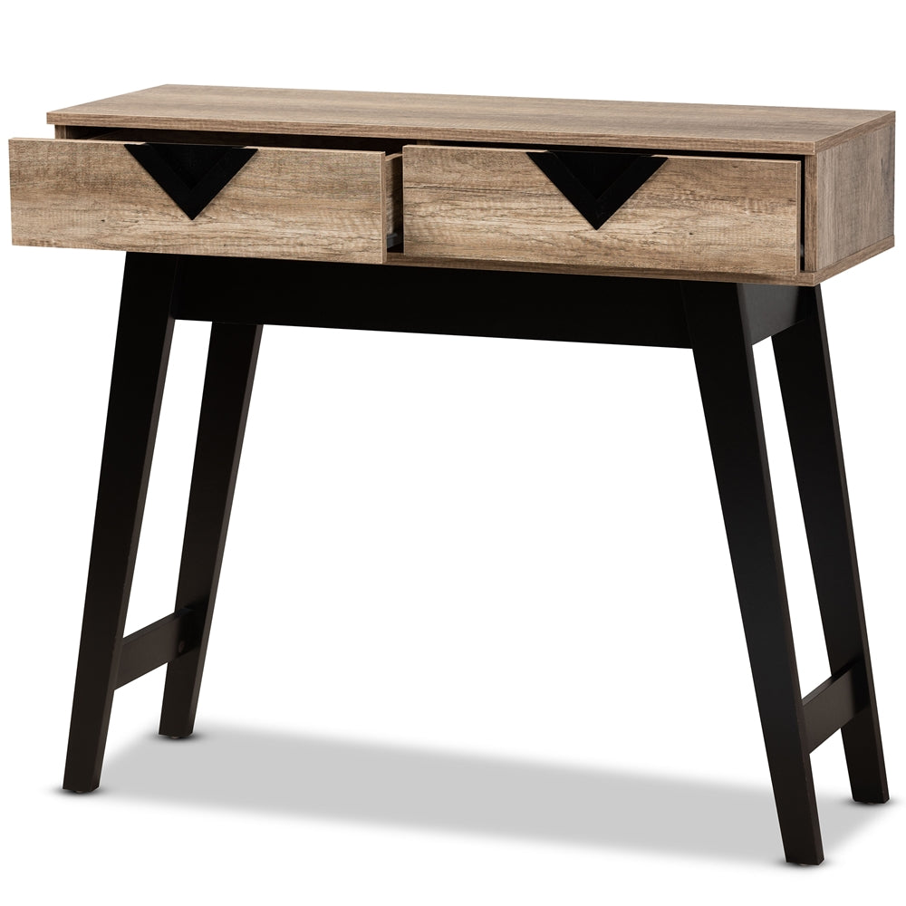 Baxton Studio Wales Modern And Contemporary Light Brown Finished Wood 2-Drawer Console Table