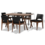 Load image into Gallery viewer, Baxton Studio Afton Mid-Century Modern Black Faux Leather Upholstered And Walnut Brown Finished Wood 7-Piece Dining Set
