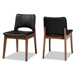 Load image into Gallery viewer, Baxton Studio Afton Mid-Century Modern Black Faux Leather Upholstered And Walnut Brown Finished Wood 2-Piece Dining Chair Set
