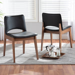 Load image into Gallery viewer, Baxton Studio Afton Mid-Century Modern Black Faux Leather Upholstered And Walnut Brown Finished Wood 2-Piece Dining Chair Set
