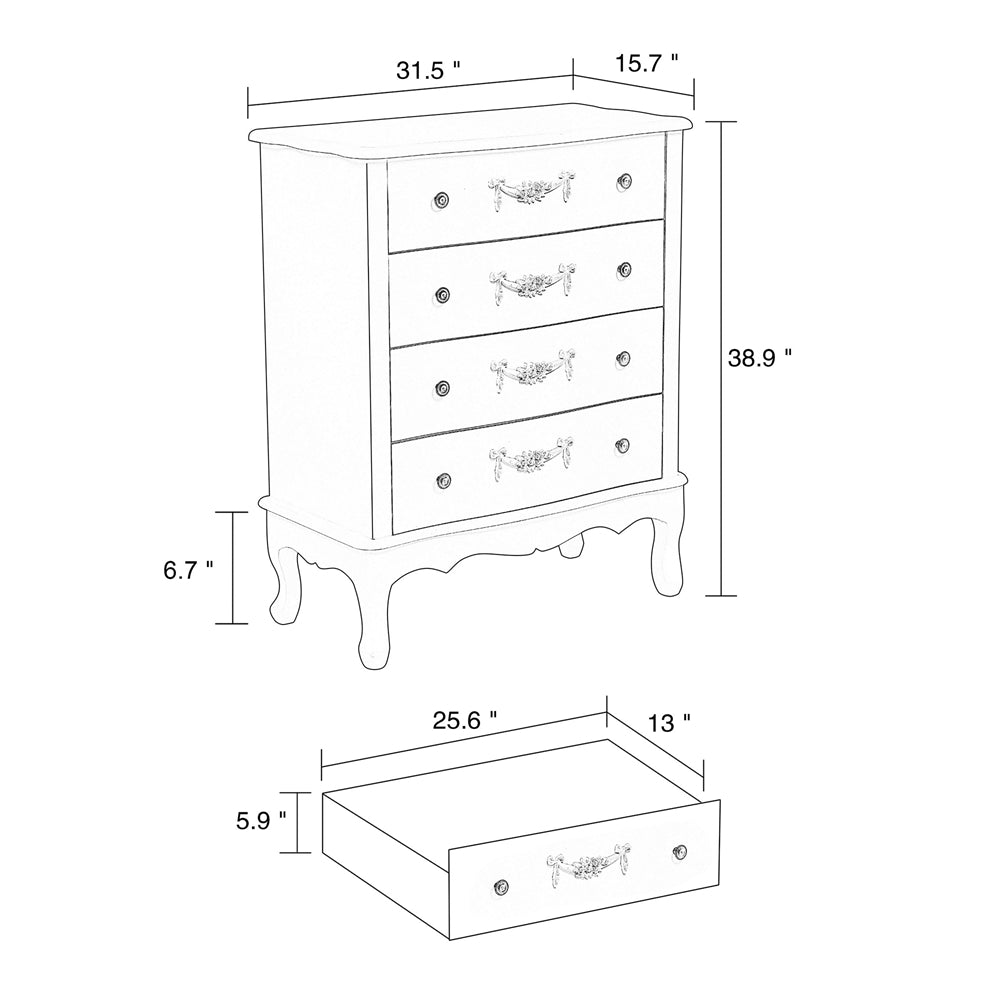 Baxton Studio Callen Classic And Traditional White Finished Wood 4-Drawer Storage Cabinet