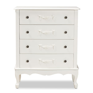 Baxton Studio Callen Classic And Traditional White Finished Wood 4-Drawer Storage Cabinet