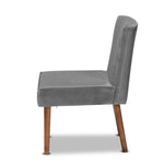 Load image into Gallery viewer, Baxton Studio Alvis Mid-Century Modern Grey Velvet Upholstered And Walnut Brown Finished Wood Dining Chair
