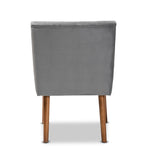 Load image into Gallery viewer, Baxton Studio Alvis Mid-Century Modern Grey Velvet Upholstered And Walnut Brown Finished Wood Dining Chair
