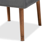 Load image into Gallery viewer, Baxton Studio Alvis Mid-Century Modern Grey Velvet Upholstered And Walnut Brown Finished Wood Dining Chair
