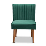 Load image into Gallery viewer, Baxton Studio Alvis Mid-Century Modern Emerald Green Velvet Upholstered And Walnut Brown Finished Wood Dining Chair
