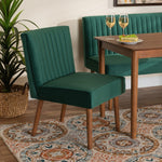 Load image into Gallery viewer, Baxton Studio Alvis Mid-Century Modern Emerald Green Velvet Upholstered And Walnut Brown Finished Wood Dining Chair
