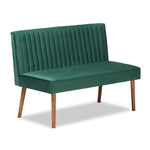 Load image into Gallery viewer, Baxton Studio Alvis Mid-Century Modern Emerald Green Velvet Upholstered And Walnut Brown Finished Wood 5-Piece Dining Nook Set
