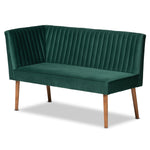 Load image into Gallery viewer, Baxton Studio Alvis Mid-Century Modern Emerald Green Velvet Upholstered And Walnut Brown Finished Wood 5-Piece Dining Nook Set
