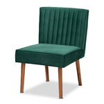 Load image into Gallery viewer, Baxton Studio Alvis Mid-Century Modern Emerald Green Velvet Upholstered And Walnut Brown Finished Wood 5-Piece Dining Nook Set
