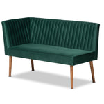 Load image into Gallery viewer, Baxton Studio Alvis Mid-Century Modern Emerald Green Velvet Upholstered And Walnut Brown Finished Wood 4-Piece Dining Nook Set
