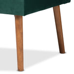 Load image into Gallery viewer, Baxton Studio Alvis Mid-Century Modern Emerald Green Velvet Upholstered And Walnut Brown Finished Wood 3-Piece Dining Nook Set
