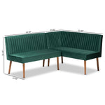 Load image into Gallery viewer, Baxton Studio Alvis Mid-Century Modern Emerald Green Velvet Upholstered And Walnut Brown Finished Wood 2-Piece Dining Nook Banquette Set
