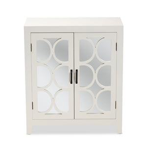 Baxton Studio Garcelle Modern And Contemporary White Finished Wood And Mirrored Glass 2-Door Sideboard