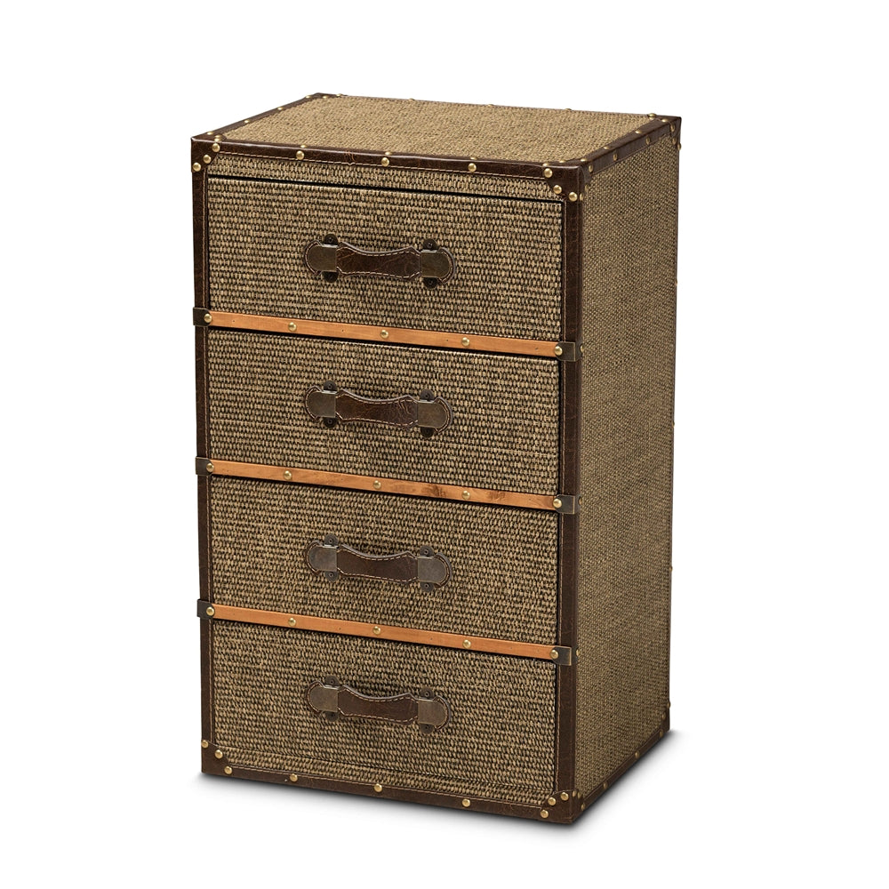 Baxton Studio Owen Mid-Century Modern Fabric Upholstered 4-Drawer Accent Storage Cabinet