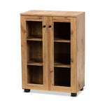 Load image into Gallery viewer, Baxton Studio Mason Modern And Contemporary Oak Brown Finished Wood 2-Door Storage Cabinet With Glass Doors
