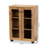 Load image into Gallery viewer, Baxton Studio Mason Modern And Contemporary Oak Brown Finished Wood 2-Door Storage Cabinet With Glass Doors
