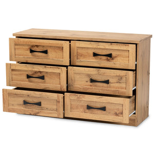 Baxton Studio Colburn Modern And Contemporary 6-Drawer Oak Brown Finished Wood Storage Dresser