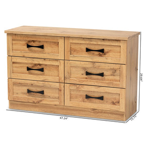 Baxton Studio Colburn Modern And Contemporary 6-Drawer Oak Brown Finished Wood Storage Dresser