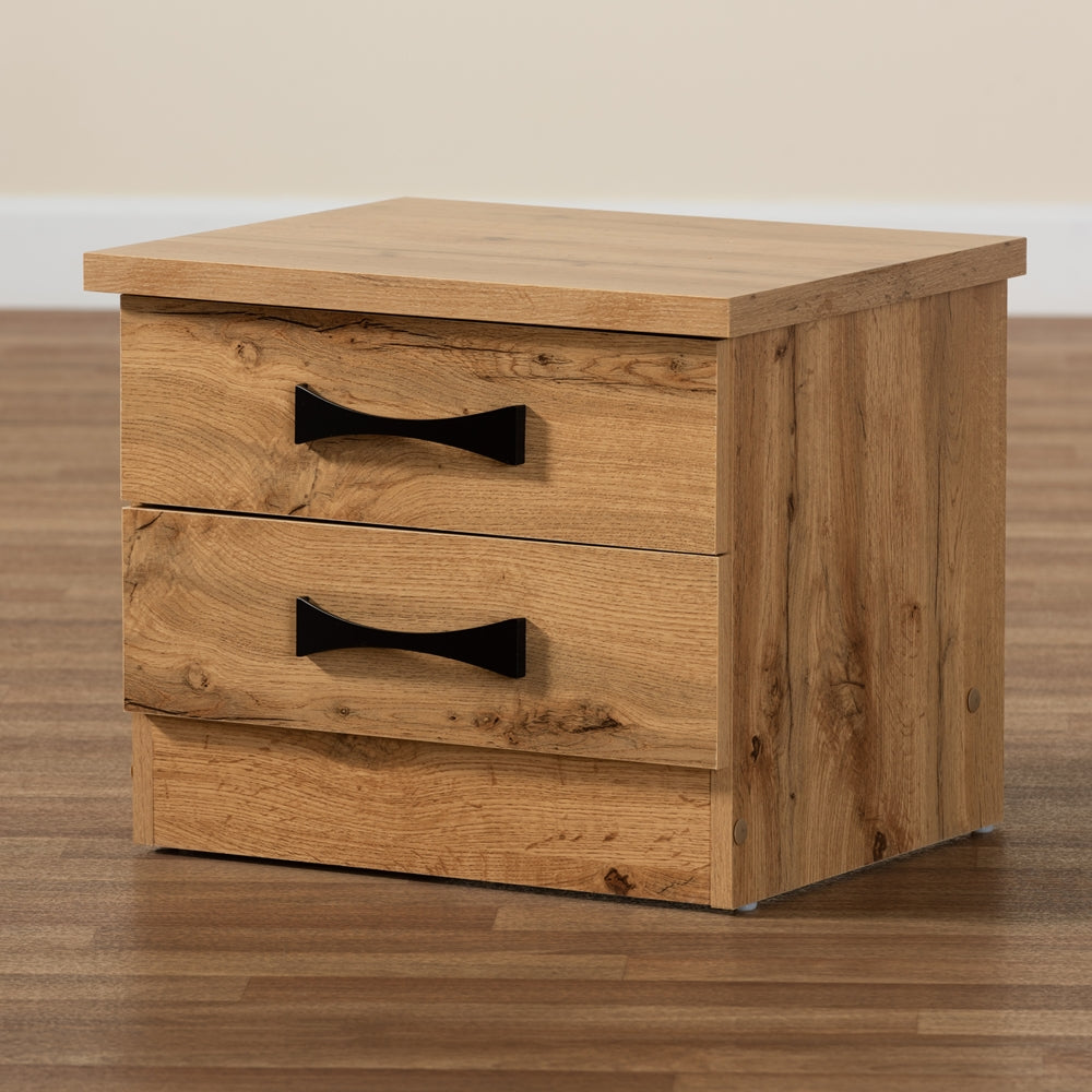 Baxton Studio Colburn Modern And Contemporary Oak Brown Finished Wood 2-Drawer Nightstand