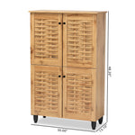 Load image into Gallery viewer, Baxton Studio Winda Modern And Contemporary Oak Brown Finished Wood 4-Door Shoe Storage Cabinet
