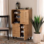 Load image into Gallery viewer, Baxton Studio Winda Modern And Contemporary Oak Brown Finished Wood 4-Door Shoe Storage Cabinet
