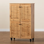 Load image into Gallery viewer, Baxton Studio Winda Modern And Contemporary Oak Brown Finished Wood 4-Door Shoe Storage Cabinet
