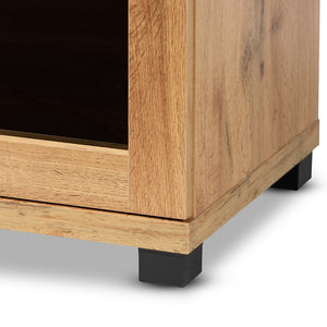 Baxton Studio Zentra Modern And Contemporary Oak Brown Finished Wood 2-Door Storage Cabinet With Glass Doors